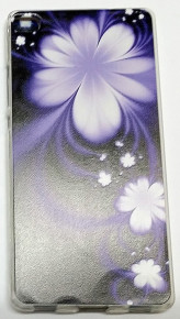 Силиконов гръб ТПУ за Huawei P8 GRA-L09 черен с лилави цветя